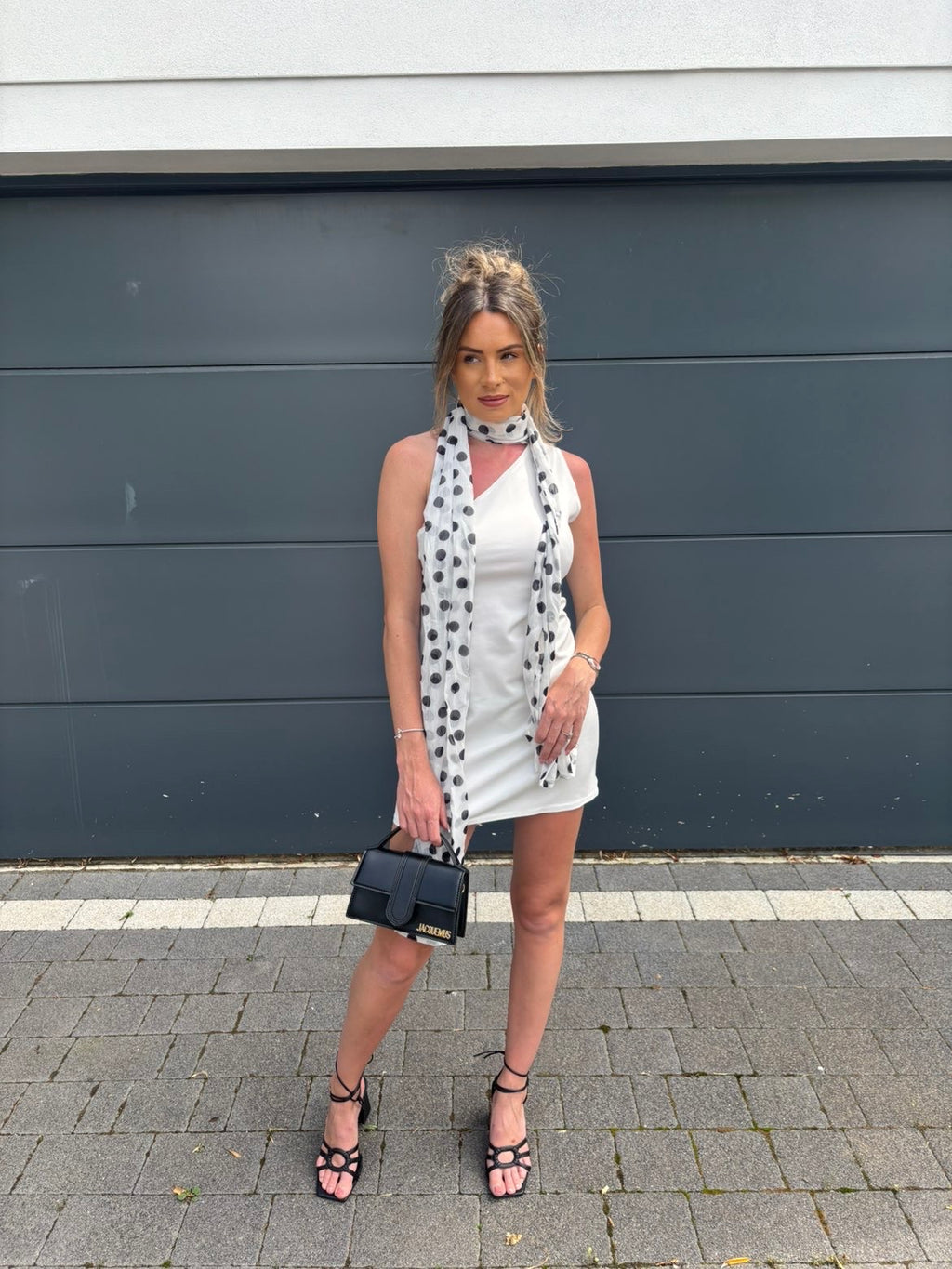 CAPRI dress with polka dot choker