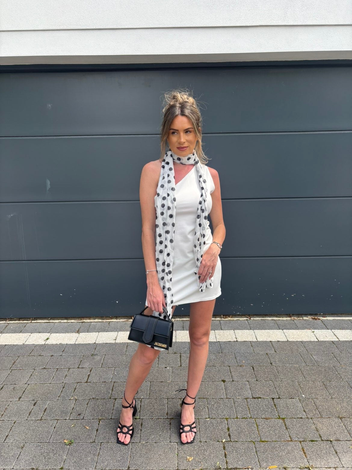 CAPRI dress with polka dot choker